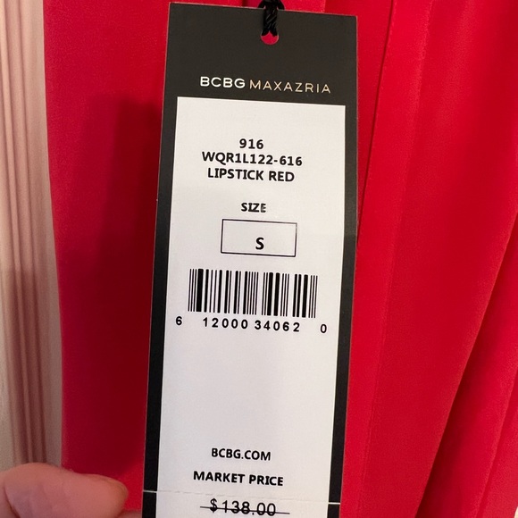 NWT size small BCBG lipstick red top with gold halter - Picture 5 of 7